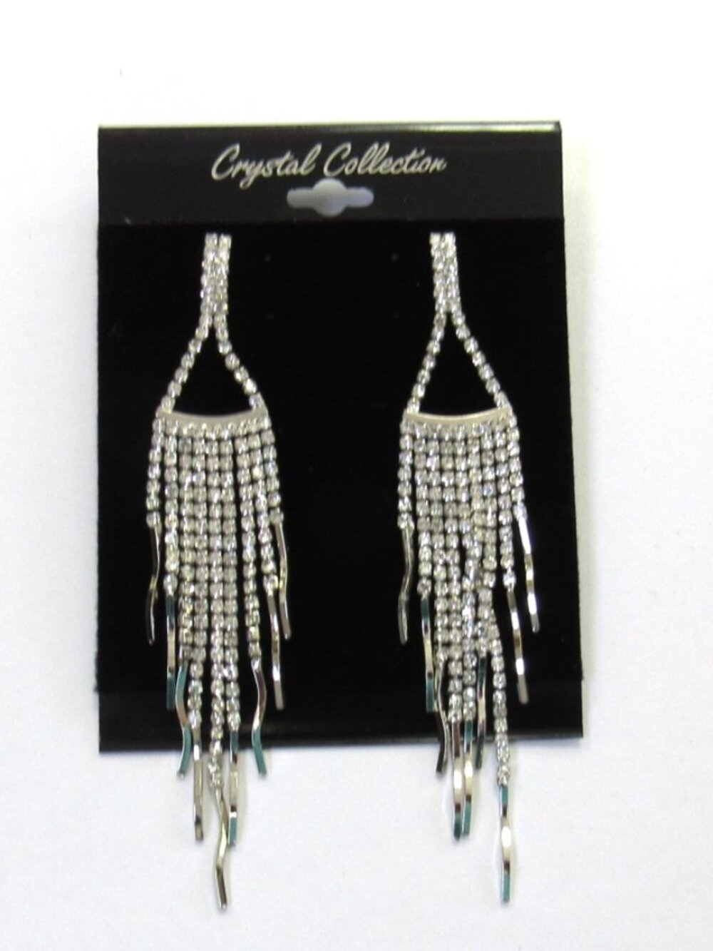 Long Silver Clear Rhinestone Crystal Chandelier Dangle Drop Earrings Evening